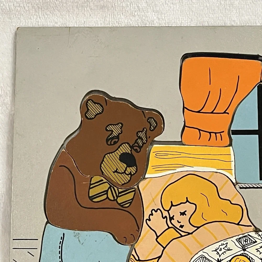 Vintage 1979 Judy Wooden Puzzle GOLDILOCKS and the THREE BEARS #J106007 14pc USA